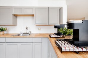 Fridge, microwave, oven, stovetop - The West End - Futon with Queen (St. Louis)