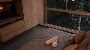 Appartamento Comfort | 1 camera, una cassaforte in camera, tende oscuranti, ferro/asse da stiro