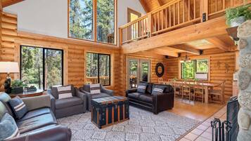 Smart TV, fireplace, DVD player, foosball