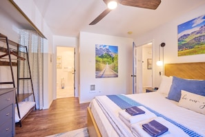 2 habitaciones, cuna de viaje, wifi gratis y ropa de cama