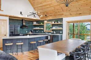 Fridge, microwave, oven, stovetop - Modern Mountain Retreat I Hot Tub, Views, Game Room (Beech Mountain)