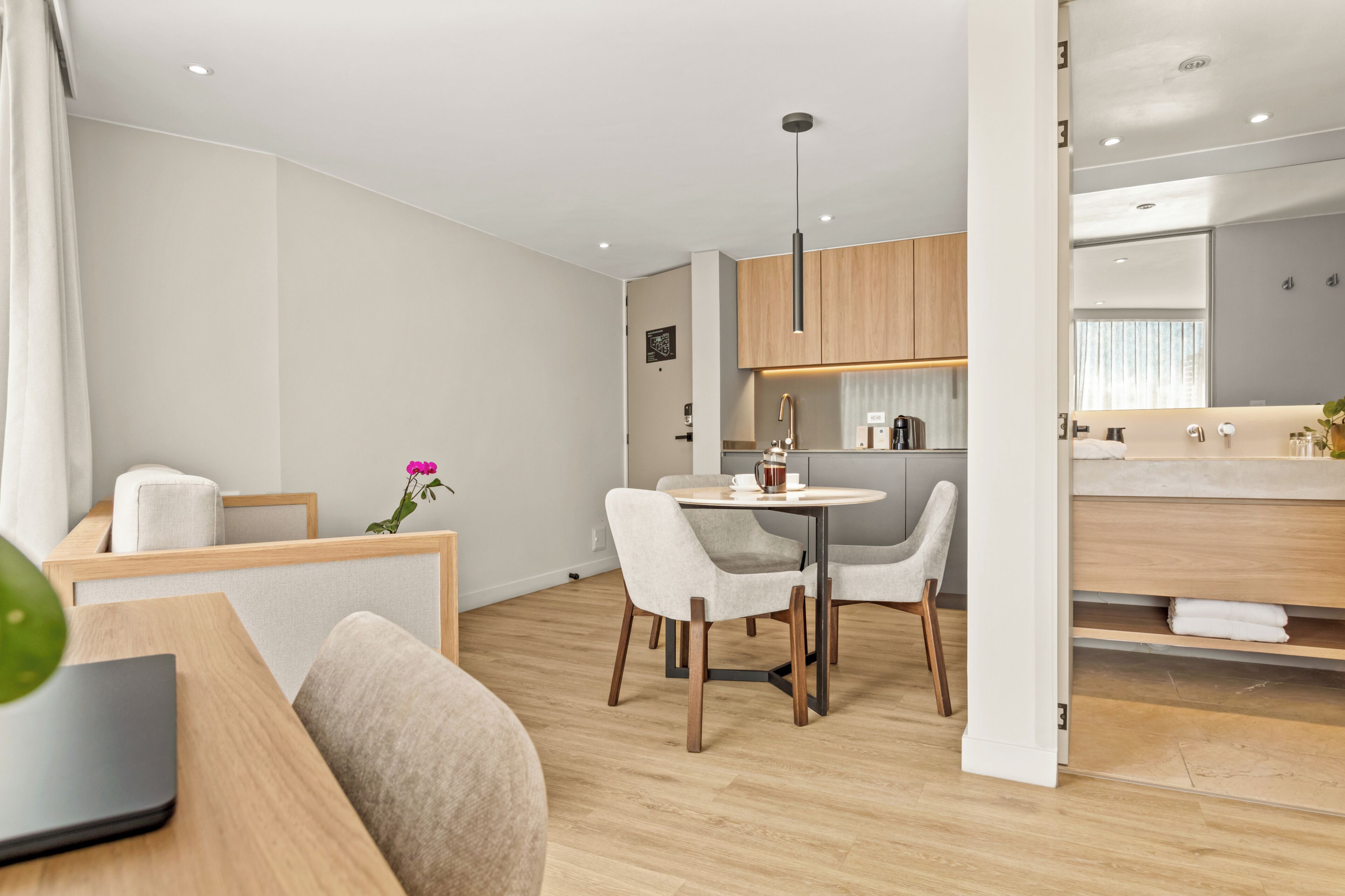 Junior Double Room, Kitchen | Premium bedding, in-room safe, desk, laptop workspace