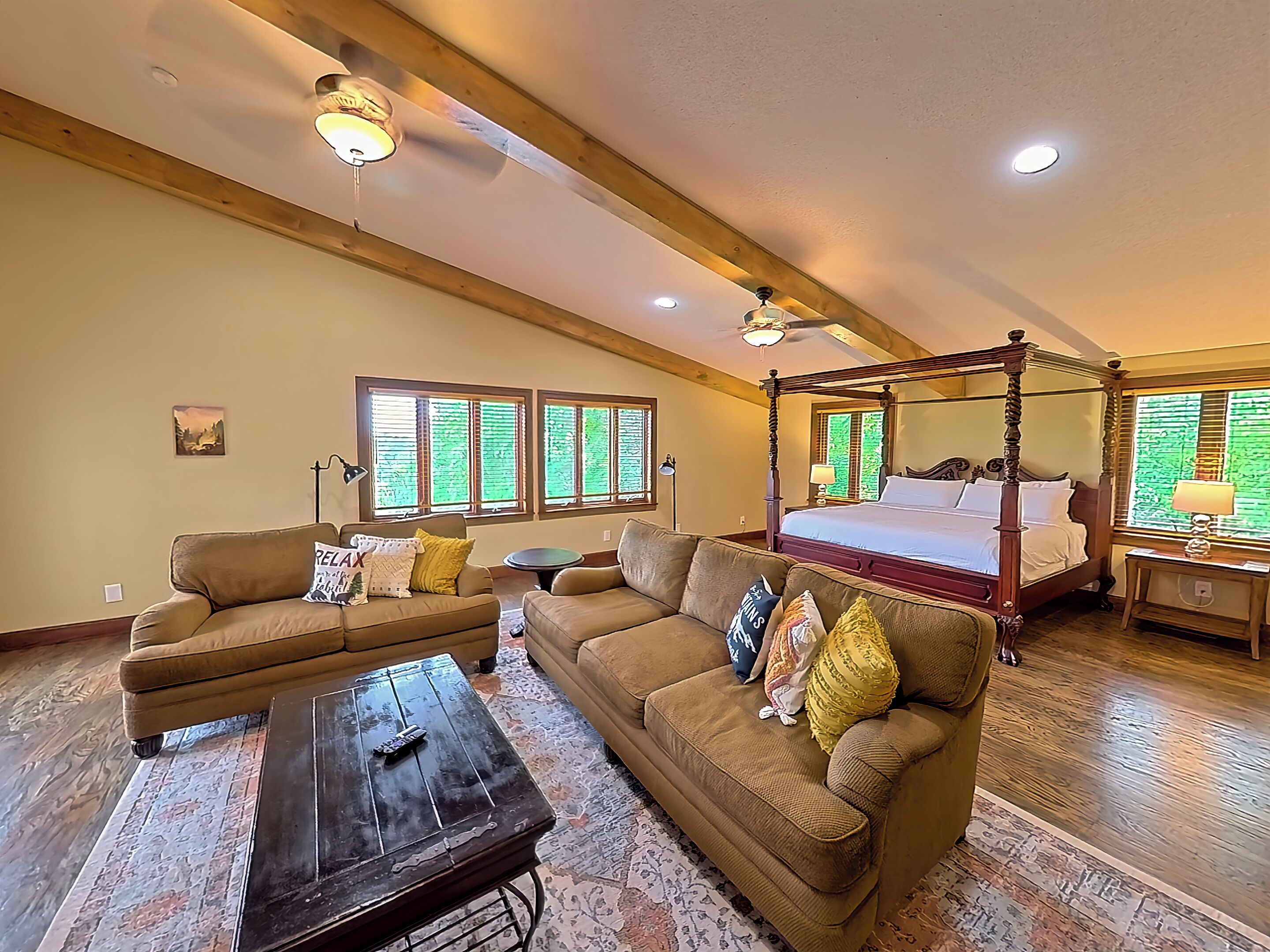 Smart TV, fireplace, video games