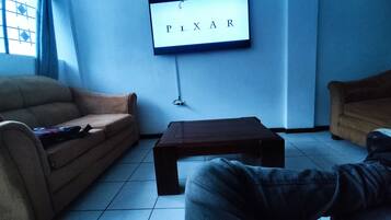 Smart TV, DVD player, music library, stereo