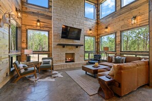 Smart TV, fireplace, video games, foosball