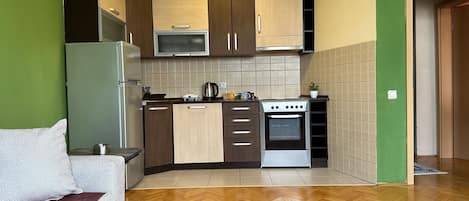 公寓, 城市景观 | 私人厨房 | 冰箱、烤箱、炉灶、意式浓缩咖啡机