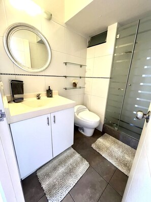 Asciugacapelli, asciugamani, sapone, shampoo