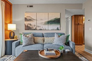 TV, fireplace