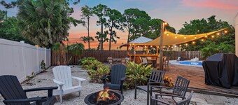 Tiki Tide Villa | Heated Pool + Tiki Hut + Fire Pit + Games