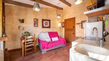 Een televisie en een open haard