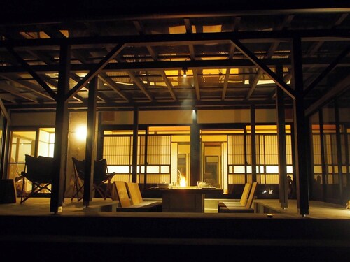 Roofed BBQ deckJapanese modern old folk house sur / Minami Alps Yamanashi