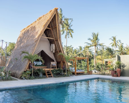 Deluxe Double or Twin Room, Pool View | View from room. Dejama Glamping Resort Lombok