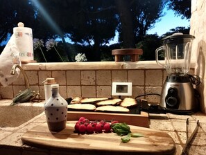 Fridge, oven, stovetop, coffee/tea maker