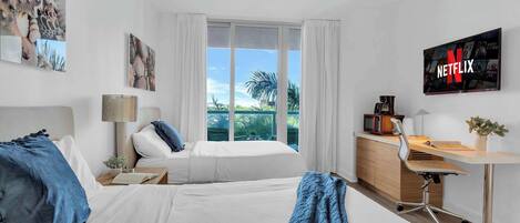 Desk, iron/ironing board, travel crib, WiFi