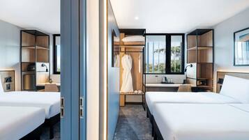 Cofres nos quartos, quartos à prova de som, roupa de cama