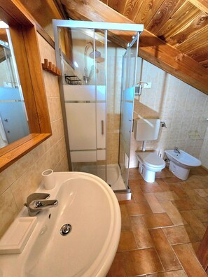 Shower, hair dryer, bidet, towels - CASCINA D'OLTRALPE - ASSIETTA - FAMILY APARTMENT  (Susa)