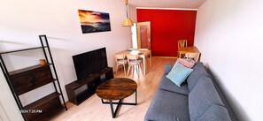 Smart TV, foosball, table tennis, books