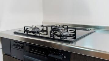 Fridge, microwave, stovetop, rice cooker