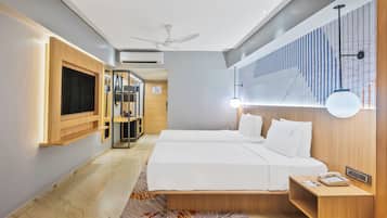 Laptop workspace, free WiFi, bed sheets