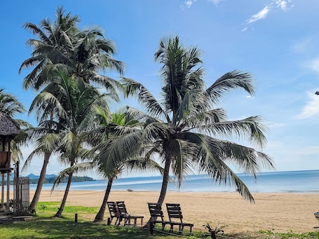 On the beach, scuba diving, snorkeling, surfing