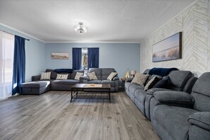 Smart TV, fireplace, video games, music library