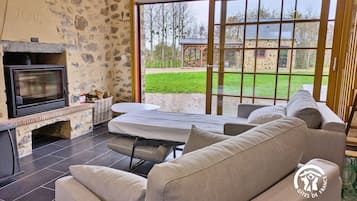 Televisión y chimenea