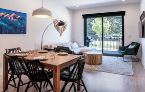 Condo | Living area | 40-inch flat-screen TV with cable channels - Rustic Retreat by Revelstoke Vacations (REVELSTOKE)