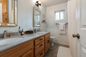 Hair dryer, soap, shampoo