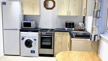 Fridge, microwave, oven, toaster