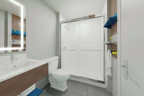 Bañera con ducha, artículos de tocador gratuitos, secador de pelo