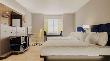 Huone, 2 keskisuurta parisänkyä, tupakointi kielletty | Yksilöllisesti sisustettu, yksilöllisesti kalustettu, työpöytä