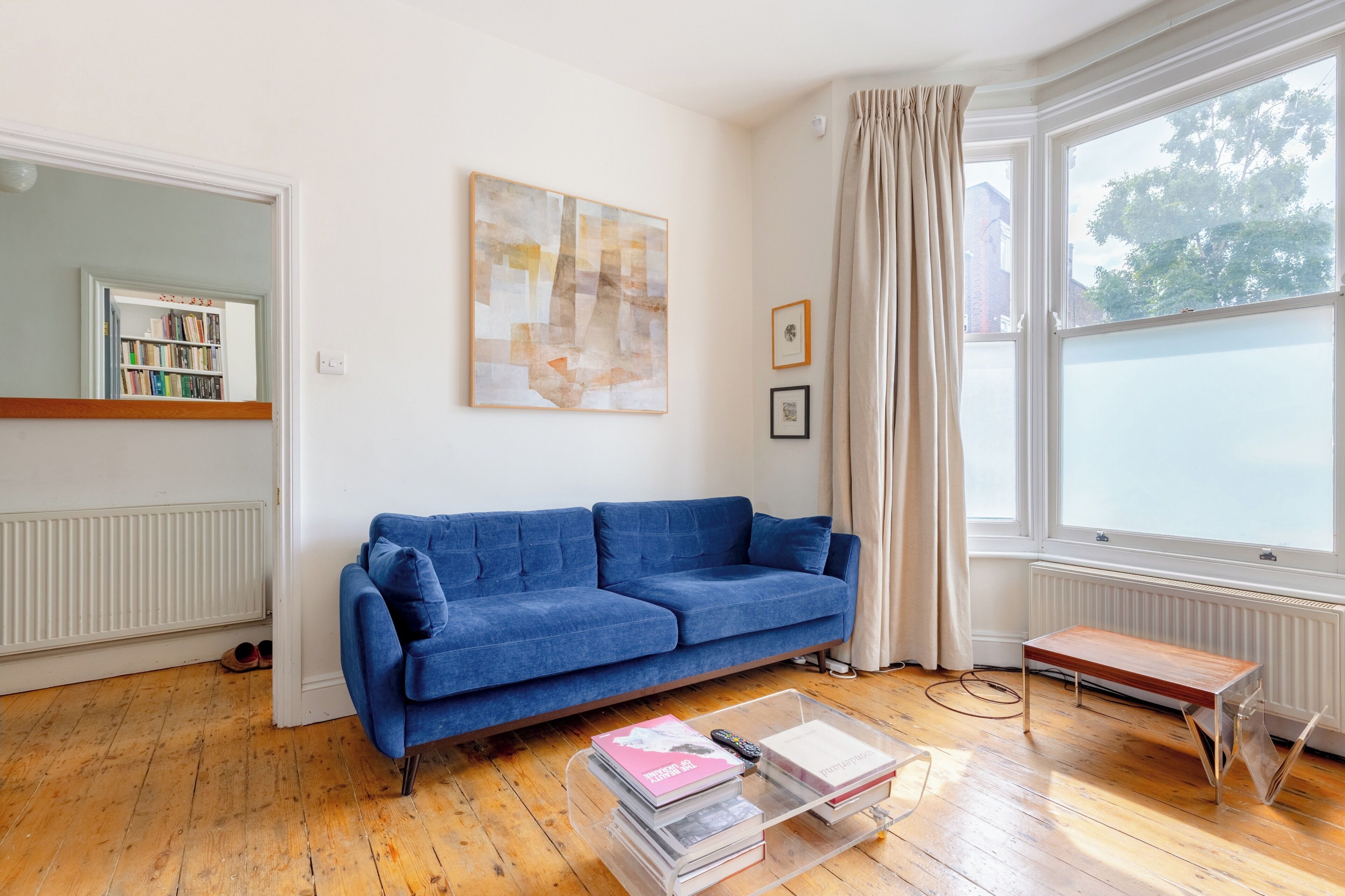 TV, books, stereo, offices
