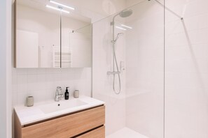 Hair dryer, towels, toilet paper