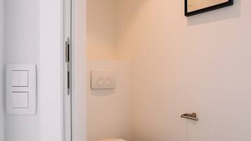 Comfort studio, 1 tweepersoonsbed met slaapbank, en-suite badkamer | Badkamer | Gratis toiletartikelen, een haardroger, handdoeken, toiletpapier