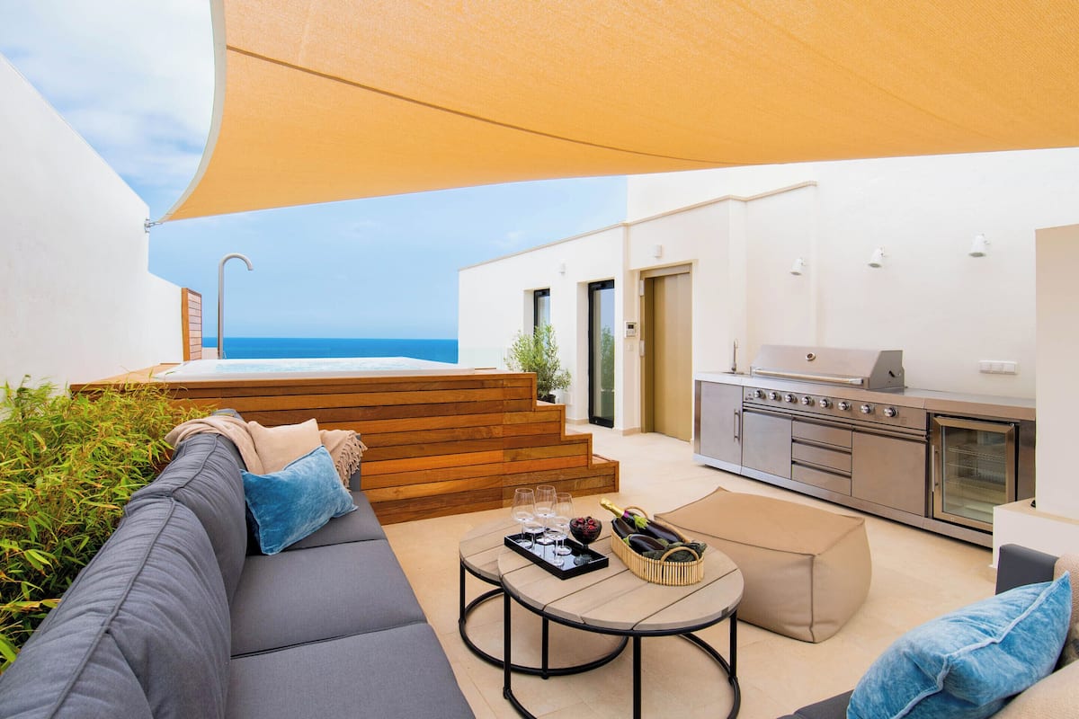 Luxe penthouse, 3 slaapkamers, uitzicht op zee | Terras