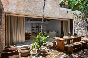 Outdoor dining - Private Rooftop Plunge Pool - Boho 3BR Home in Secure Kokoon Complex (Tulum)
