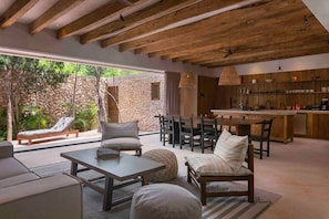 Outdoor dining - Boho-Chic 3BR Home | Private Rooftop Pool, Patio & Gated Community (Tulum)