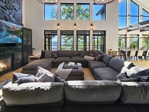 Smart TV, fireplace, video games, ping pong