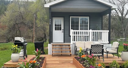 Tiny Home Cabin with Wyoming Modern Frontier style in the town of Hulett