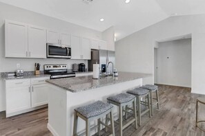 Fridge, microwave, oven, stovetop - Oasis W/ Heated Salt Water Pool & Private Pier! Great for 2 Families! (Cape Coral)