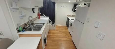 Fridge, microwave, oven, toaster