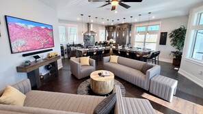 Smart TV, video games, foosball, computer monitors
