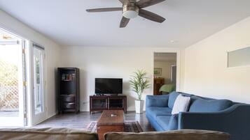 ceiling fan, TV,