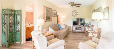 Televisión, reproductor de DVD y libros