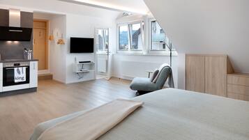 1 slaapkamer, een strijkplank/strijkijzer, gratis wifi, beddengoed