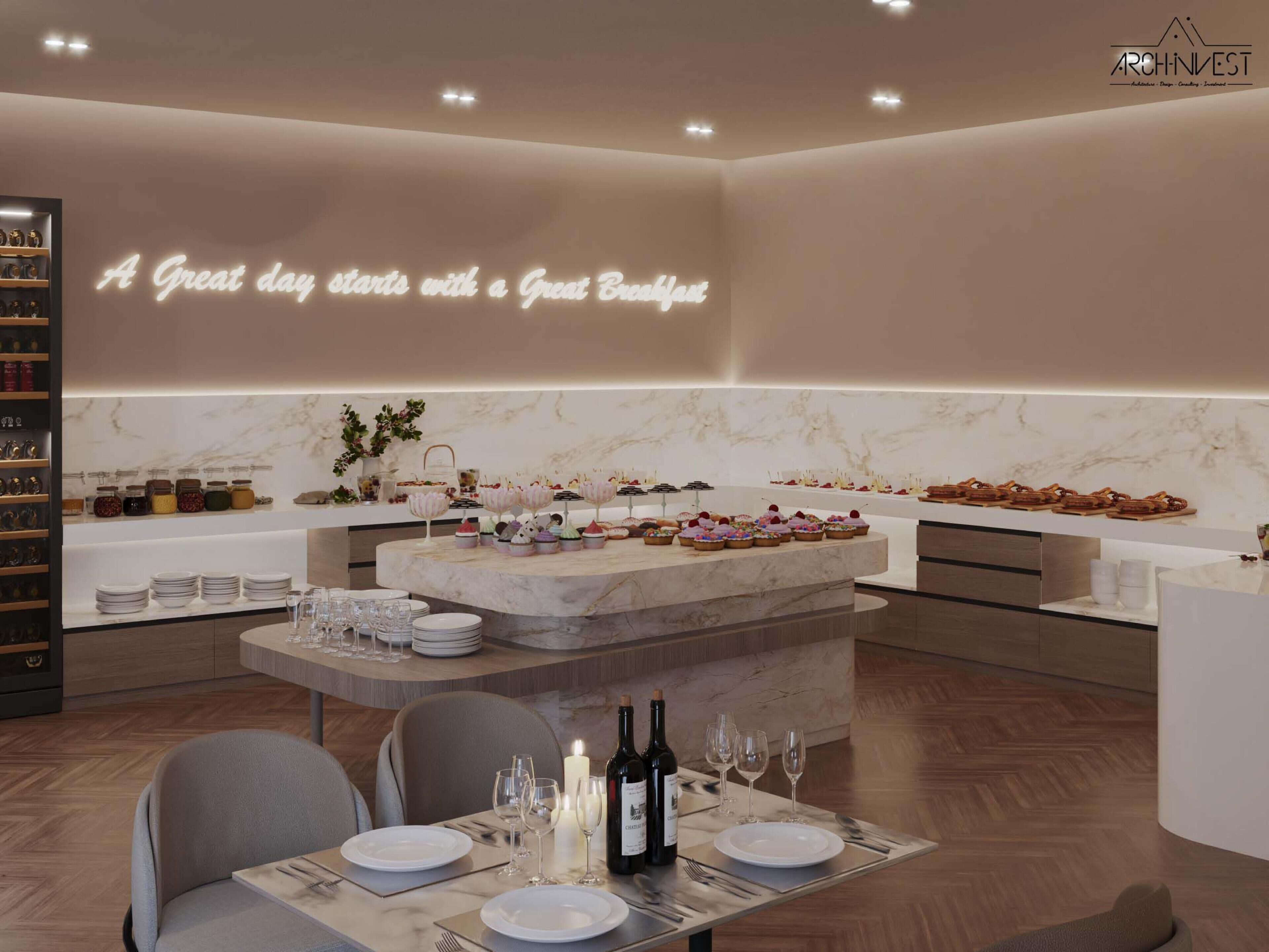 Café da manhã com buffet grátis todos os dias