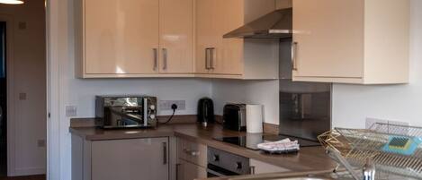 Fridge, microwave, oven, toaster