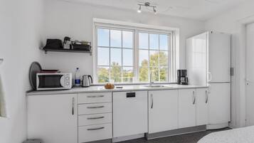 Réfrigérateur, plaque de cuisson, lave-vaisselle, cafetière/bouilloire