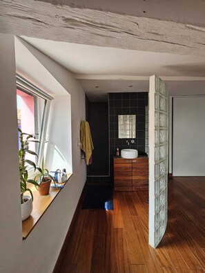 Dusche, Haartrockner, Seife, Toilettenpapier