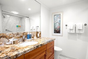 Douche, sèche-cheveux, serviettes fournies